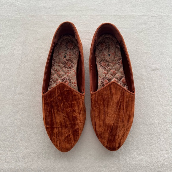 Birdies The Heron Carnelian Crushed Velvet Slip On Flat Loafers Size 7.5 - Picture 4 of 11